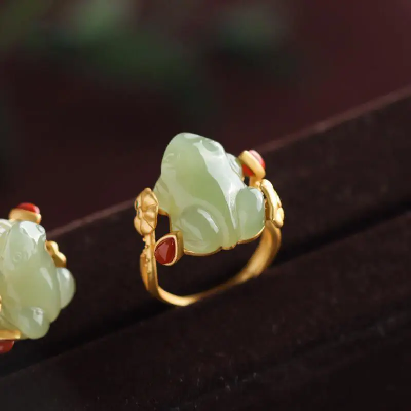 Women Accessories Trendy - Groene Jade Kikker Ringen Charms Natuurlijke