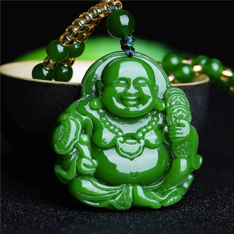 Women Accessories Trendy - Chinese Groene Jade Maitreya Boeddha Hanger