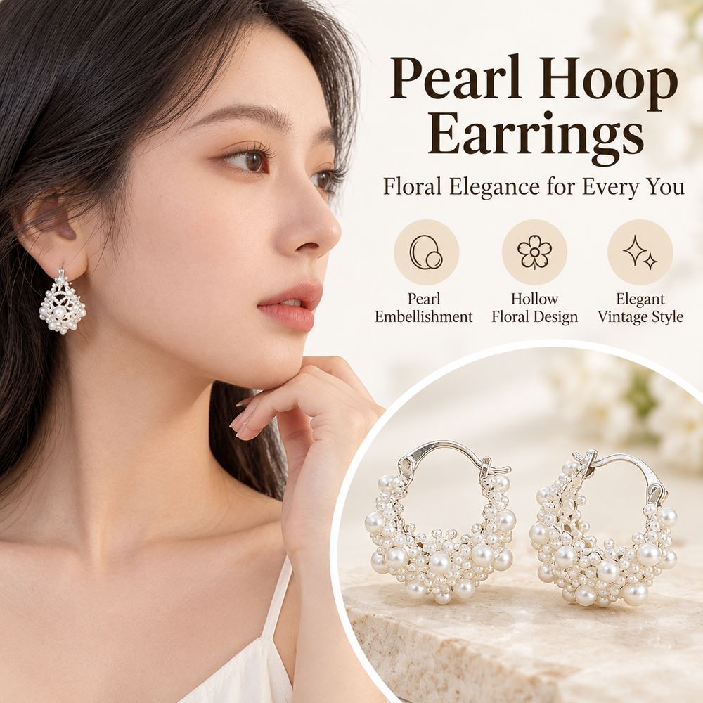 Women'S Accessories New Look - Nieuwe holle parel oorringen, bloemige elegante