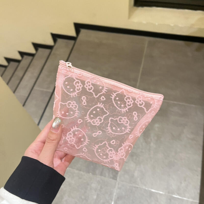 Women'S Vanity Accessories - Kawaii Cartoon Hello Kitty Transparante Mesh