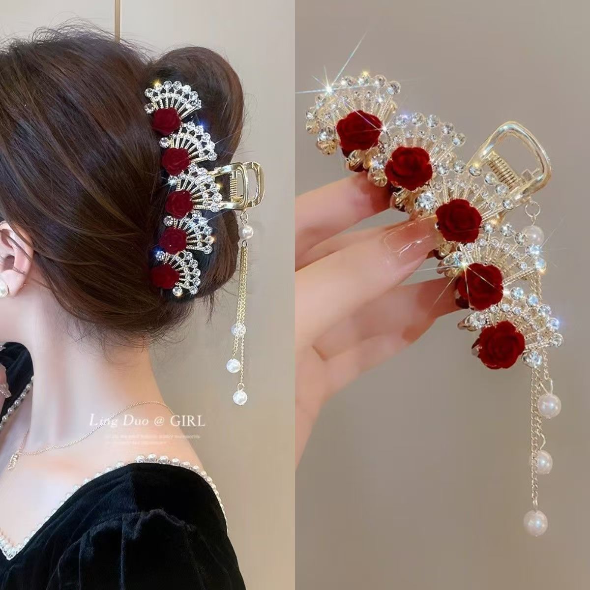 Vintage rode bloemen haarclip  - Women'S Accessories For Formal Wear recensie en prijs